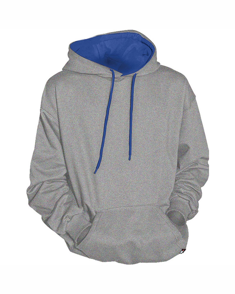 Hoodie 100% Cotton – Outside Grey Inside Blue with Kangaroo Pockets.