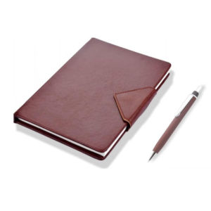 Hard Bound Cover Basic Gift Set | Diary and Pen | Brown