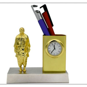 Sardar Patel Statue with Clock and Pen Stand