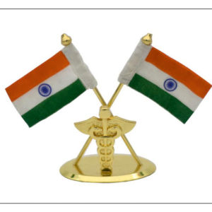 Cross Indian Flag with Caduceus Symbol