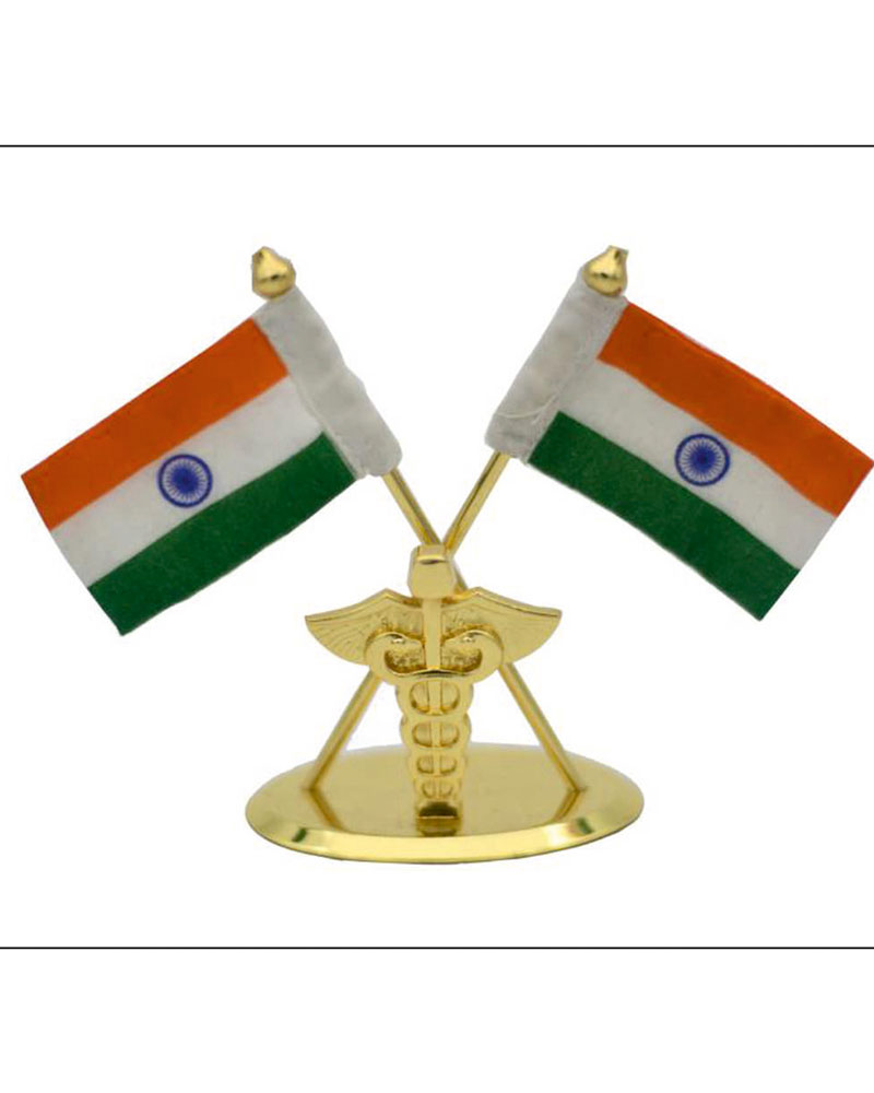 Cross Indian Flag with Caduceus Symbol