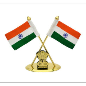 Cross Indian Flag with National Emblem