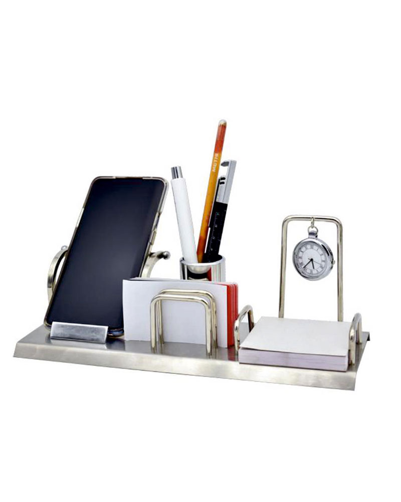 Desk Utility with Mobile Holder | VC Holder | Pen Holder | Clock | Sticky Notes