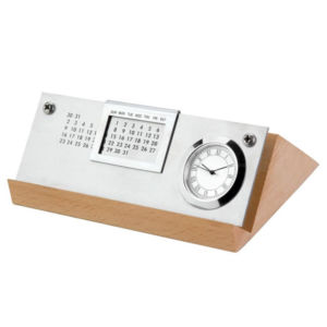 Wooden Perpetual Calendar with Clock