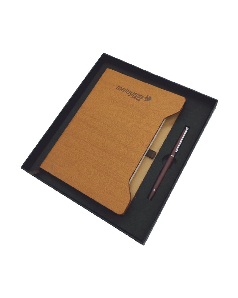 A5 Notebook with  Pen – Wooden Brown