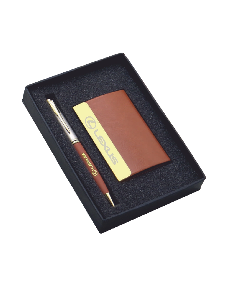 Card Holder and Pen – Brown