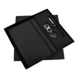 HOI 158 - Black Elastic 3 in 1 Pen, Diary & Keychain