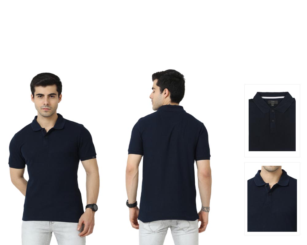 Marks & Spencer 100% Cotton Polo T-Shirts- Navy