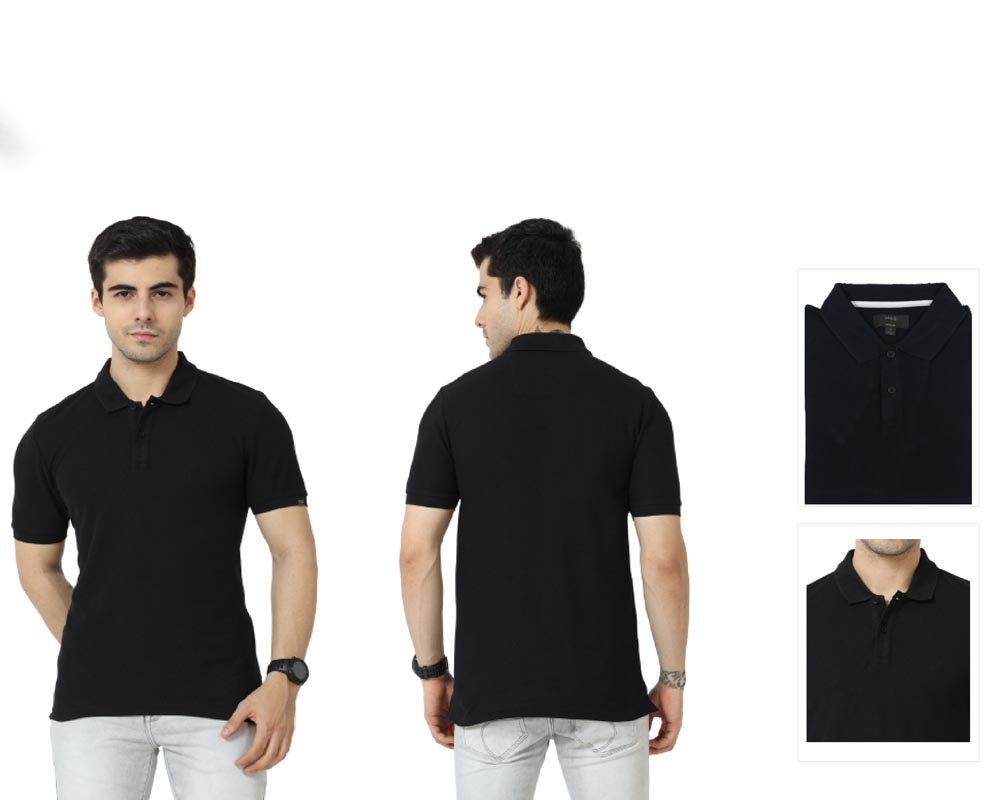 Marks & Spencer 100% Cotton Polo T-Shirts-Black