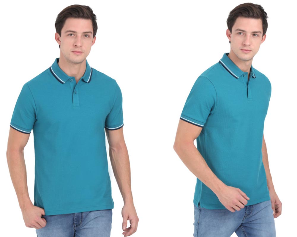 Marks & Spencer Polo T-Shirts I 100% Cotton Plain- Aqua