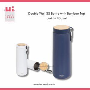 Double Wall SS Bottle with Bamboo Top Swirl – 450 ml
