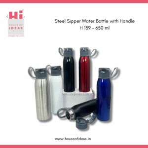 Steel Sipper Water Bottle with Handle H 159 – 650 ml