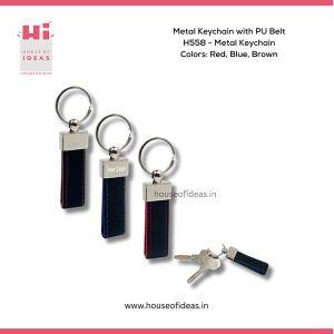 H558-Metal Keychain with PU Belt