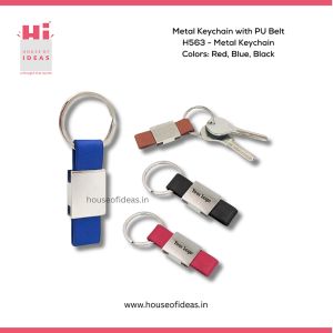H563-Metal Keychain with PU Belt
