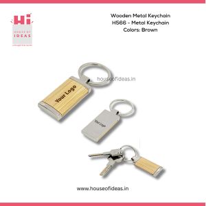 H566-Wooden Metal Keychain