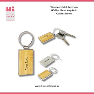 H569-Wooden Metal Keychain