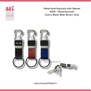 Metal Hook Keychain with Opener