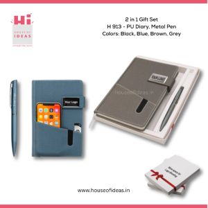 H913-PU Diary, Metal Pen