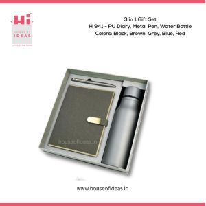H941-PIJ Diary, Metal Pen, Water Bottle