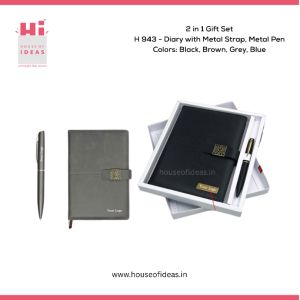 H943-Diary with Metal Strap, Metal Pen