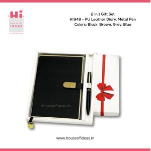 H949-PU Leather Diary, Metal Pen
