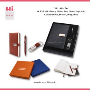 H933-PIJ Diary, Metal Pen, Metal Keychain