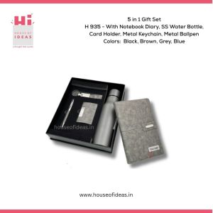 H935-With Notebook Diary, SS Water Bottle. Card Holder, Metal Keychain, Metal Ballpen